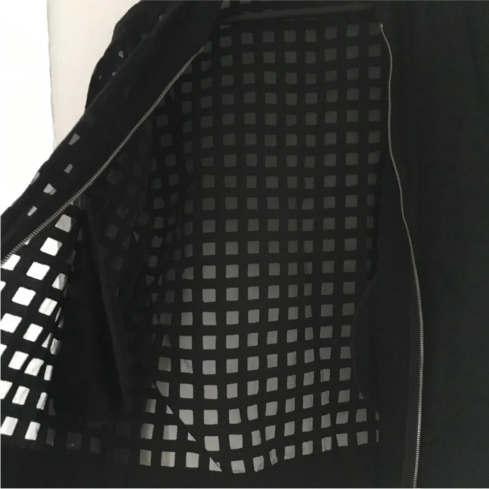 RARE! NWOT Zara Sheer Checkered Bomber Jacket / Cardigan - sz S, Black